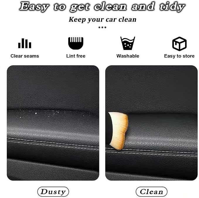 2 Pcs Car Detailing Brush, Car Wash Brush, Car Interior Cleaning Brush Ideal for Interior, Exterior, Dashboard, AC Vents, Leather & Engines, Soft Bristles (Yellow, 2 Pcs)