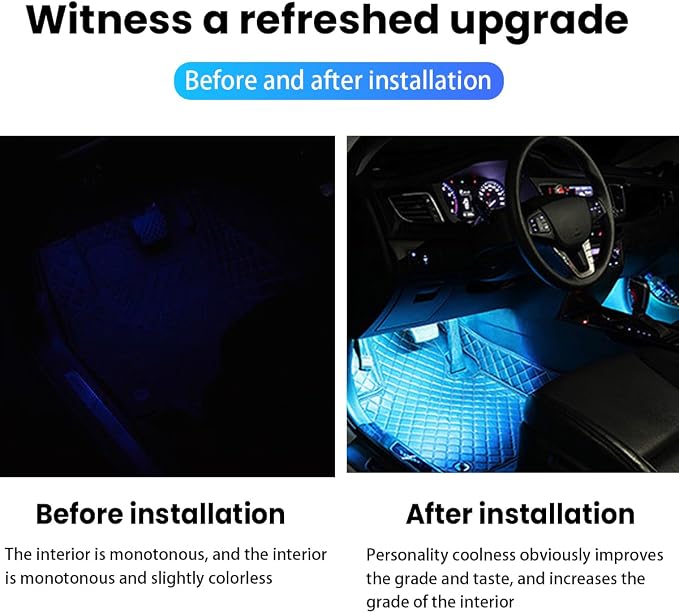 BESULEN Car Interior LED Lights, Automotive Ambient Neon Light Kit with USB Port, Car Accessories, Gifts for Men and Women, 4 in 1 Decoration Lights for Car, Garden, Home, Party