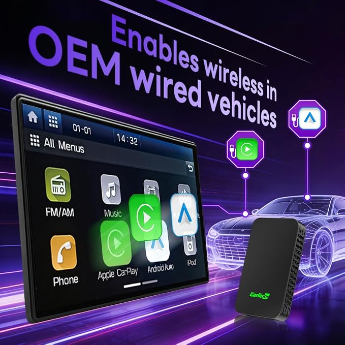 CarlinKit 5.0 Wireless CarPlay & Android Auto Adapter | 5GHz WiFi | Wired to Wireless | Auto Connect | for OEM Wired Cars