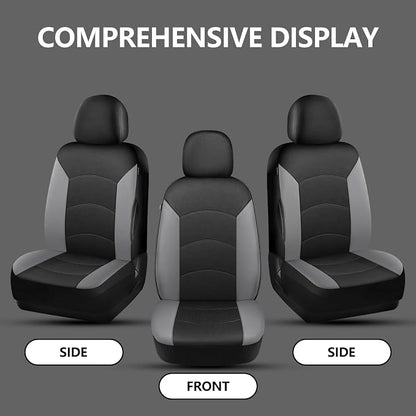 HChengkikz Car Seat Covers Front Seat, Waterproof Neoprene Car Seat Covers, Airbag Compatible, All Season Protection Universal Fit Most Cars, Trucks, SUVs (Black + LightGray)