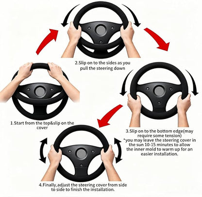 Sea Turtle Steering Wheel Cover + 2 Cup Coasters - Neoprene Non-Slip, Breathable Elasticity Universal Fit 14.5-15.6 Inch for Cars/Trucks/SUV - Car Interior Decoration