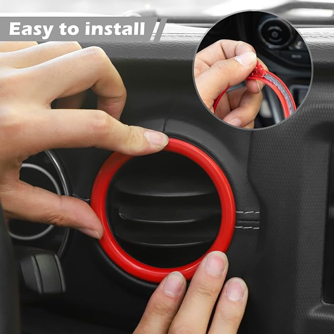 for Wrangler JL Interior Trim Kit Red Dashboard for Jeep Wrangler JL JLU Gladiator JT 2018-2023 Red Interior Accessories 21pcs