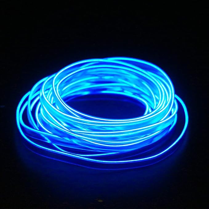El Wire Lights for Car Inteior Dash Light Blue Neon Lights 16FT/5M Car Led Strip Light USB 5V Decoration