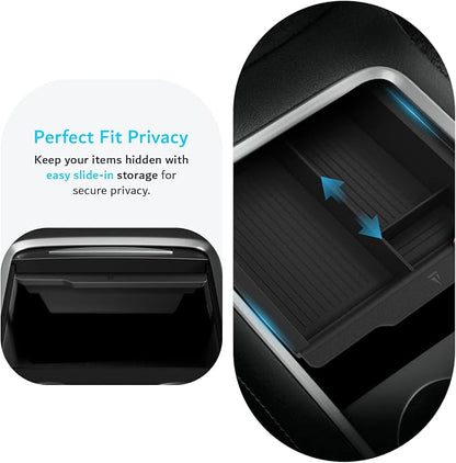 TUDIA Center Console Organizer Tray Designed for Tesla Model 3 (2021-2023) / Model Y (2021-2024) - [NOT Compatible with Model 3 2024/2025] Smooth Slide Silicone Interior Storage Accessories
