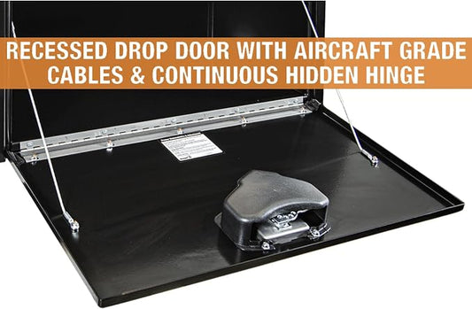 Buyers Products 1702300 Black Steel Underbody Truck Tool Box – 18 x 18 x 24 Inch - Truck Bed & Underbelly RV Storage Box, Locking T-Latch, Weather-Resistant, Heavy-Duty Flatbed Job Box, Made in USA