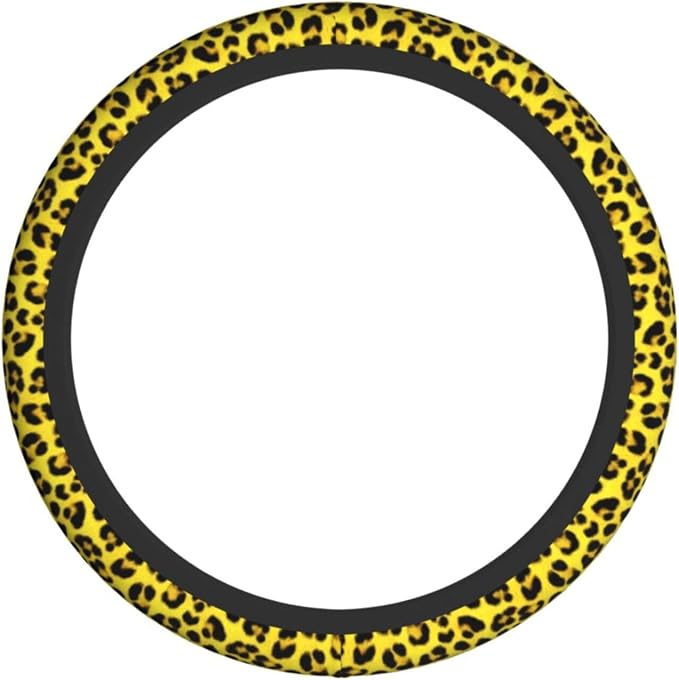 Yellow Leopard Steering Wheel Covers Non Slip Neoprene Universal 15 Inch Steering Wheel Protector Car Cover for Men Women