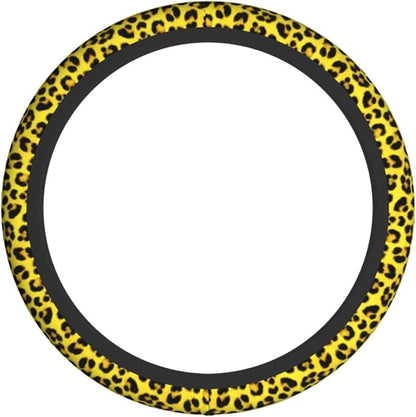 Yellow Leopard Steering Wheel Covers Non Slip Neoprene Universal 15 Inch Steering Wheel Protector Car Cover for Men Women