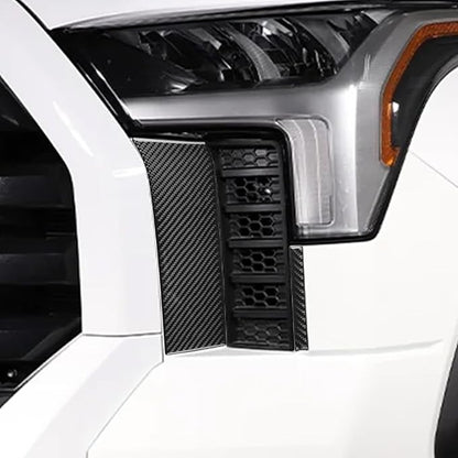 NVCNX Real Premium Carbon Fiber for Toyota Tundra 2022-2026 / Sequoia 2023-2026 2024 2025 Car Headlight Bumper Grille Mesh Side Panel Cover Exterior Trim Accessories Thick Overlay Sticker Decal 4PCs