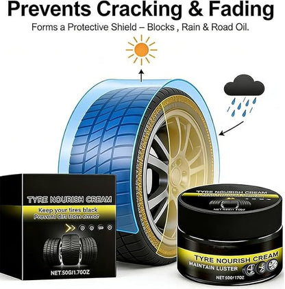 Tyre Nourish Cream for Tires,Tire Nourish Cream,Tire Wax Black,Restores Black Gloss,Shine,for Car Tires(3Pcs)