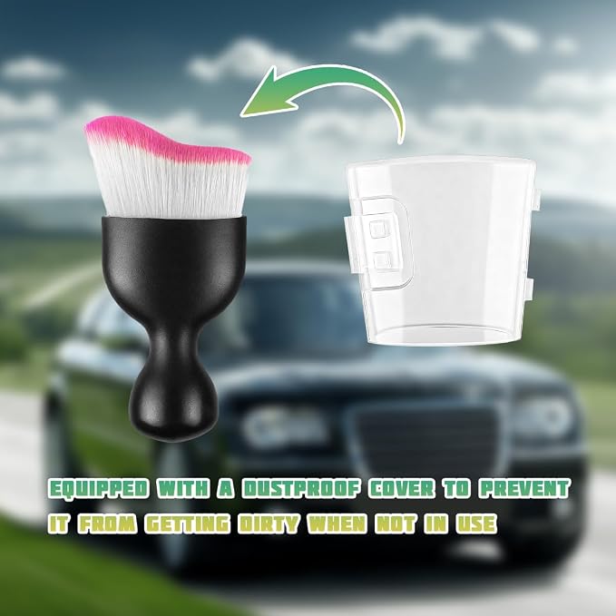Car Interior Detailing Brush, Curved Soft Bristles Vehicle Removal Dust Collectors, Scratch-Free Automotive Cleaning Tool Accessories, Universal for Truck SUV Sedan (White/Red)