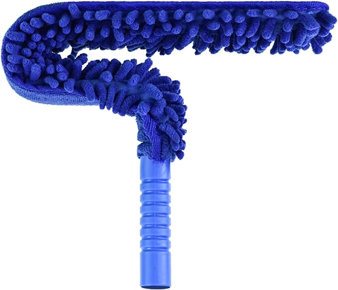 Shkalacar Ceiling Fan Cleaner Duster, RV Awning Mop with Bendable Pad Extension Pole, Circle Shape Microfiber Reusable Duster & Flexible Brush for Cleaning Home Camper Trailer Truck