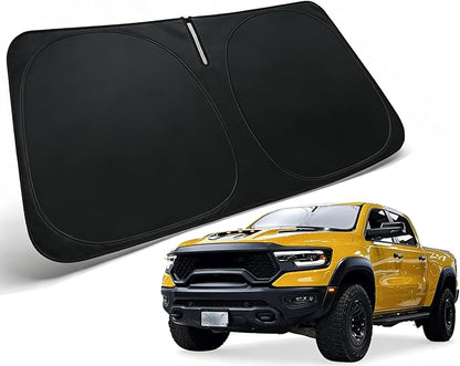 Windshield Sun Shade for 2012-2019 2021-2026 Dodge RAM 1500, Car Front Window Sunshade with 240T Sun Visor Protector Blocks UV Rays Heat Sun Shield Accessories