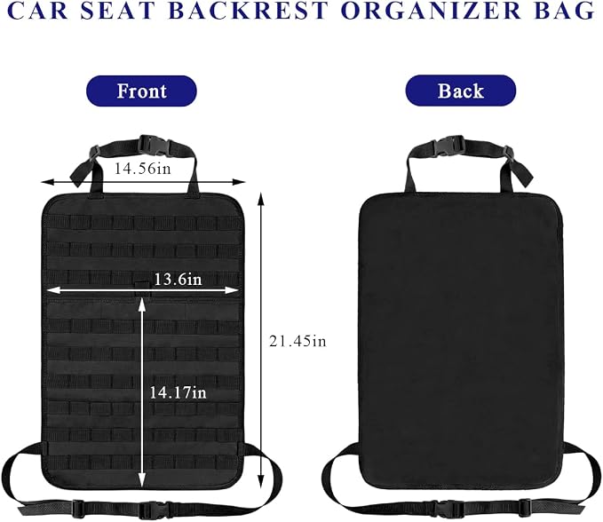 Sun Walker Car Seat Back Organizer, Sag Proof Nylon Vehicle Seat Back Tactical Panel Storage Bag, Universal Backseat Hanger Pad Modular Storage Organizer for Cars Trucks SUVs