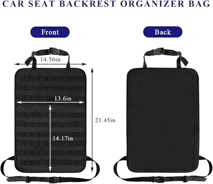 Sun Walker Car Seat Back Organizer, Sag Proof Nylon Vehicle Seat Back Tactical Panel Storage Bag, Universal Backseat Hanger Pad Modular Storage Organizer for Cars Trucks SUVs