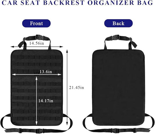 Sun Walker Car Seat Back Organizer, Sag Proof Nylon Vehicle Seat Back Tactical Panel Storage Bag, Universal Backseat Hanger Pad Modular Storage Organizer for Cars Trucks SUVs
