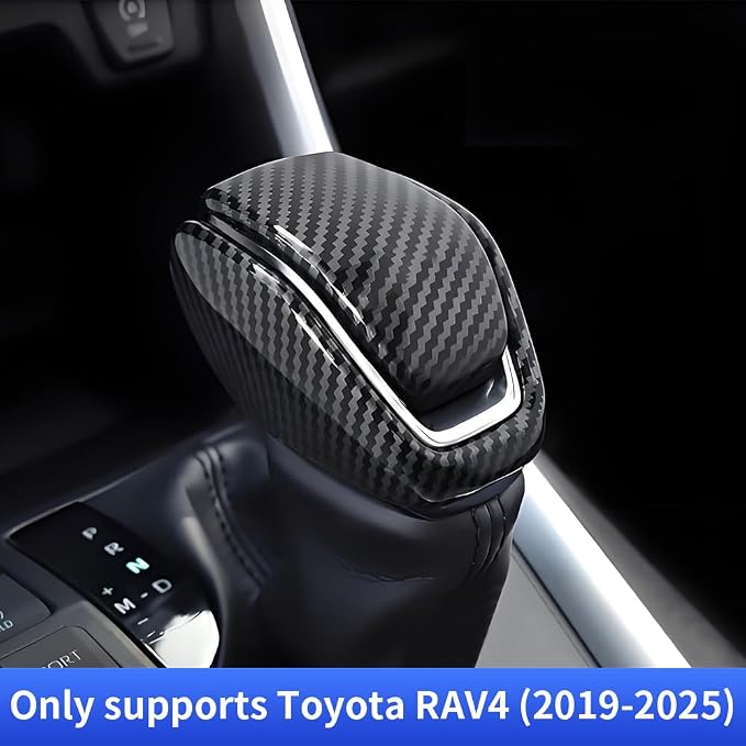 Car Center Console Gear Shift Knob Trim Cover for Toyota RAV4 2019-2025 and Toyota Highlander 2020-2025 Auto Interior Decor Accessories Central Control Shifters Stick Carbon Fiber Style Kit