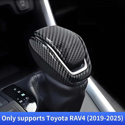 Car Center Console Gear Shift Knob Trim Cover for Toyota RAV4 2019-2025 and Toyota Highlander 2020-2025 Auto Interior Decor Accessories Central Control Shifters Stick Carbon Fiber Style Kit