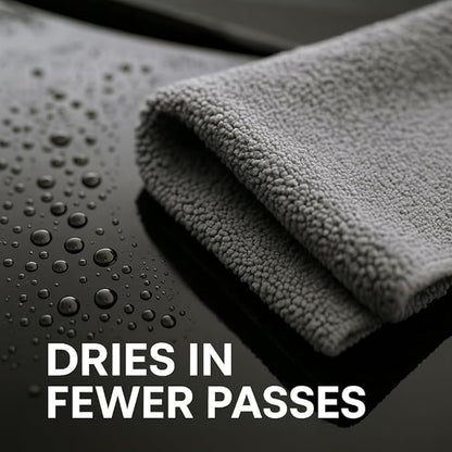 Paks - Edgeless Microfiber Towels 4-Pack - Car Detailing Wash Cloths for Cleaning - 16x16 Car Drying Towel - Lint Free Auto Rags for Polishing & Buffing - Purple & Grey Cleaning Supplies