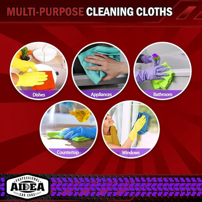 AIDEA Microfiber Cleaning Cloth, 600PK, Microfiber Towels for Cars, Shop Towels Cleaning Rags, Premium Wash Cloths, Absorbent Towel for SUVs, House, Kitchen, Commercial, Cleaning Supplies 12×12"