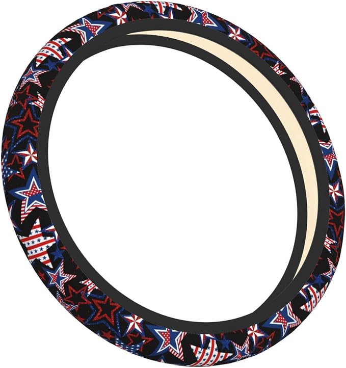 Memorial Day Patriotics Steering Wheel Cover Forth of July America 250 Anti-Slip,Sweat Absorption Universal 15 inch Steering Wheel Covers Cute car Accessories for Women
