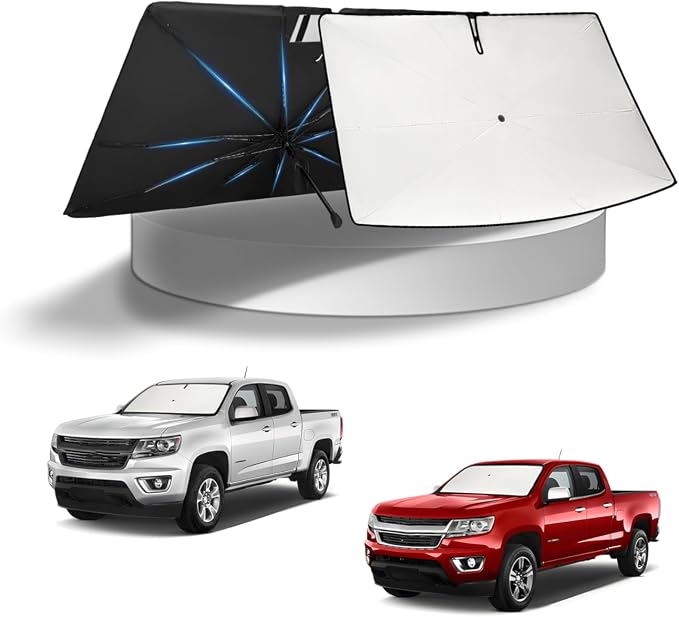 KUST Sun Shade Umbrella for 2015-2025 2026 Chevrolet Chevy Colorado/GMC Canyon | Custom Fit Windshield Sunshade | Foldable Sunshade with Bendable Handle | Blocks Heat & UV Scratch Resistant Keep Cool