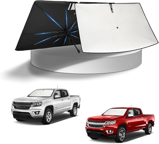 KUST Sun Shade Umbrella for 2015-2025 2026 Chevrolet Chevy Colorado/GMC Canyon | Custom Fit Windshield Sunshade | Foldable Sunshade with Bendable Handle | Blocks Heat & UV Scratch Resistant Keep Cool