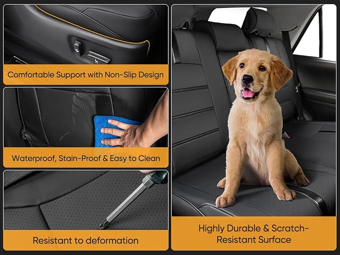 Seat Covers for Toyota 4Runner 2011-2024, (5 Seats Only) (Not Fit 7 Seats)Full Set Full Coverage Waterproof Leather Covers for 2012 2013 2014 2015 2016 2017 2018 2019 2020 2021 2022 2023 Accessories