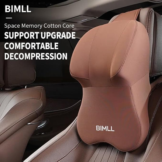 Car Neck Pillow, Ergonomic Memory Foam, Comfortable and Breathable, not stuffy, Relieve Lower Back Fatigue and Neck Strain, Suitable for Most Vehicle Models (Coffee Brown)