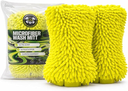 Never Ride Stock 2 Pack Microfiber Car Wash Mitt – Scratch-Free Chenille, Extra Thick & Ultra Absorbent – Safe for Black & Dark Paint – Lint-Free, Reusable Auto Cleaning Glove
