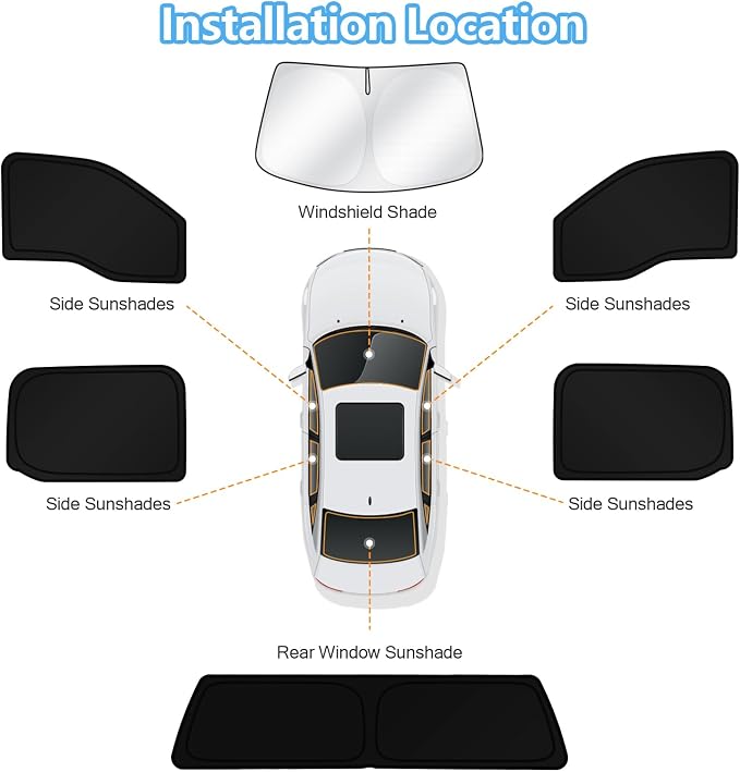 KUST Car Window Shades for Ford F150 2015-2020 Windshield Sun Shade Side Window Cover UV Block Privacy Protection Accessories for Camping Blackout Rear Back Full Set 6PCS