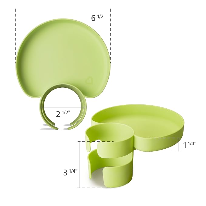 Munchkin Carseat Tray with Miracle 360 Sippy Cup for Toddlers 1-3 - Travel & Road Trip Accessory for Kids, Mess-Free Snacking and Spill Proof Drinking in The Car, Green