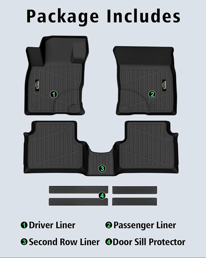 Floor Mats Custom for Ford Maverick 2022-2025 2026 Gas (Not for Hybrid) All Weather TPE Rubber Protection Front & Rear Row Anti-Slip Automotive Floor Liners for Maverick 2025 Accessories, Black