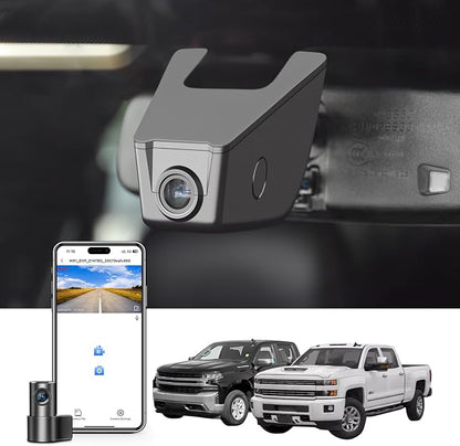 Mangoal Front 4K & Rear 1080p Dash Cam fit for Chevy Silverado Select 1500 2014-2021; Select 2500/3500 2015-2023 (Model E), No Vehicle Sensor Cover, 2160P Video, WiFi & APP, 128GB Card