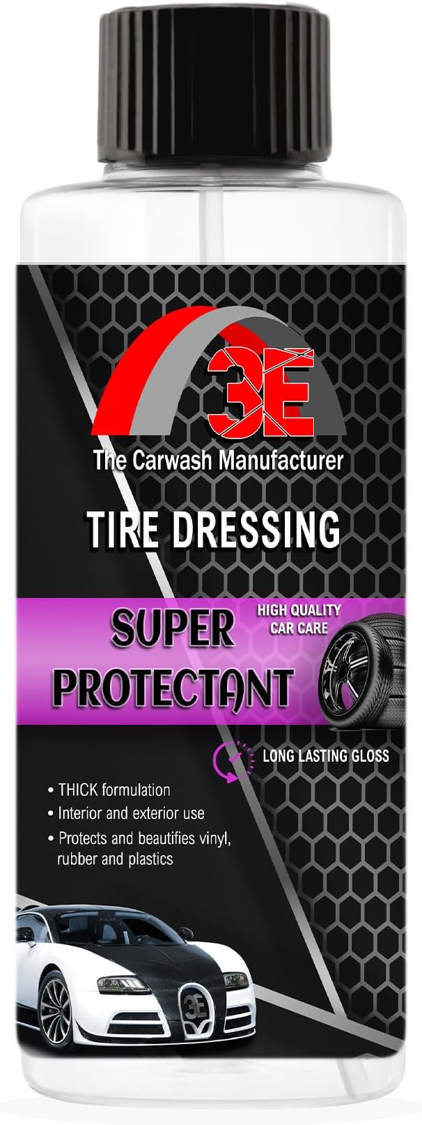Tire Dressing, High Gloss Professional Tire Shine, Half Gallon, Long Lasting Wet Look, Non-Sling Formula (8 FL OZ)