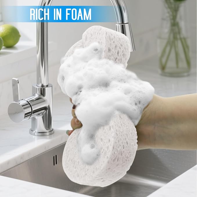 3PCS Car Wash Sponge, Heavy Duty Car Sponges for Washing, Car Accessories Large Sponges for Cleaning, Automotive Cleaning Supplies, Eco Friendly Sponge (7.68 x 3.74 x 1.38 Inch), White