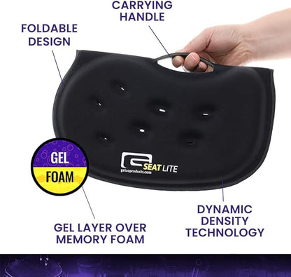 G Seat LITE Travel Gel Foam Cushion | Back Pain, Sciatica, Pressure Relief | Relieves Tailbone Discomfort, Promote Healthy Posture | Ergonomic Comfort | Car, Commute, Airplane and Travel - Blue