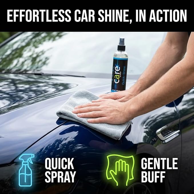 Travel Kit, Automotive Car Accessories and Cleaning Supplies, 4-Piece Set with Car Shampoo and Quick-Shine Polish, and 2 Microfiber Towels