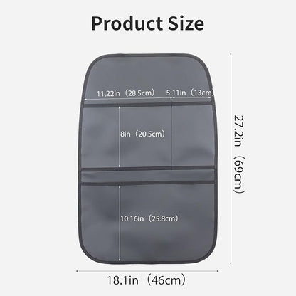 Kick Mat Back Seat Protector Waterproof Leather Car Seat Back Organizers Cover with 3 Storage Pockets for Kids Pets SUV Sedan Minivan Truck Car Travel Accessories (Black 2-Pack)