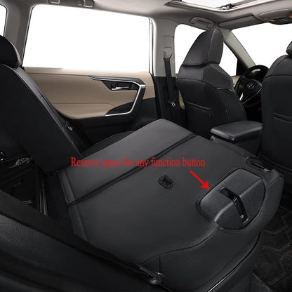 EKR Rav4 Seat Covers Custom Fit for Toyota Rav4(Gasoline) 2019 2020 2021 2022 2023 2024 2025 LE/XLE/XLE Premium/Limited,Leather Car Seat Cover Full Set for SUV,Faux Leather(Black)
