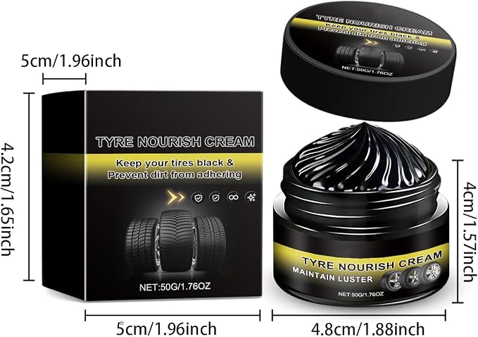 Car Tire Renewal Wax, Long-Lasting Tire Shine Polishing Paste with Sponge, UV Protection, Waterproof, Anti-Dirt, Restores Black Gloss & Prevents Fading Aging for Cars, Trucks, Motorcycles, RVs