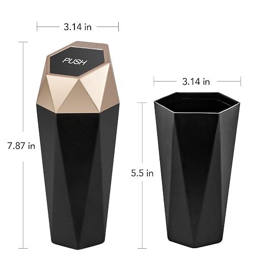 Car Trash Can with Lid - 2-Pack, Interior Accessories for Vehicles, Leakproof Garbage Can with 30 Detachable Trash Bags, Multipurpose Organizers and Storage Solutions for Home and Office