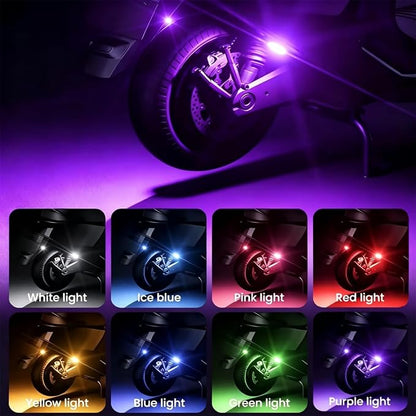 Upgraded 4PCS Mini Wireless LED Strobe Lights for Car Drone Motorcycle Bike with Remote Control High-Brightness Warning Wireless LED Lights for Motorcycle USB Rechargeable 8-Color Car Lights Interior