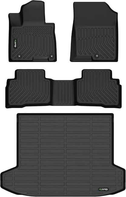 All Weather car Floor Mats & Cargo Liner for Hyundai Tucson Hybrid 2022-2025 2026 (Trunk Area with Subwoofer Model) Custom Fit Full Set Accessories - Black