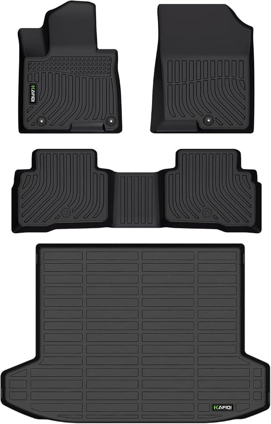 All Weather car Floor Mats & Cargo Liner for Hyundai Tucson Hybrid 2022-2025 2026 (Trunk Area with Subwoofer Model) Custom Fit Full Set Accessories - Black