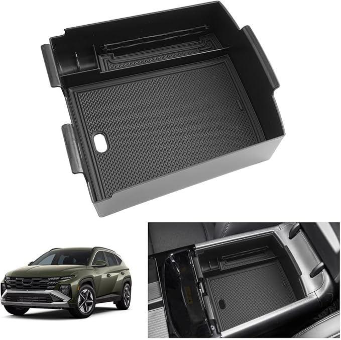 LUWU 2025 Tucson Accessories for 2025 2026 Hyundai Tucson Hybrid [Electronic Shift] Center Console Organizer Armrest Storage Box Armrest Console Organizer Insert Tray Black(NOT FOR 2025 SEL/SE/XRT)