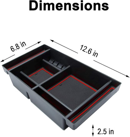 JKCOVER Center Console Organizer Tray Compatible with 2019-2025 Chevy Silverado 1500/GMC Sierra 1500 and 2020-2025 Silverado/Sierra 2500/3500 HD - Full Console w/Bucket Seats ONLY (Red trim)