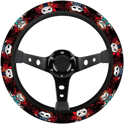 GENANY Horror Character Steering Wheel Cover, Non Slip Polyester Car Wheel Protector for Car SUV Truck, Universal 15 Inch