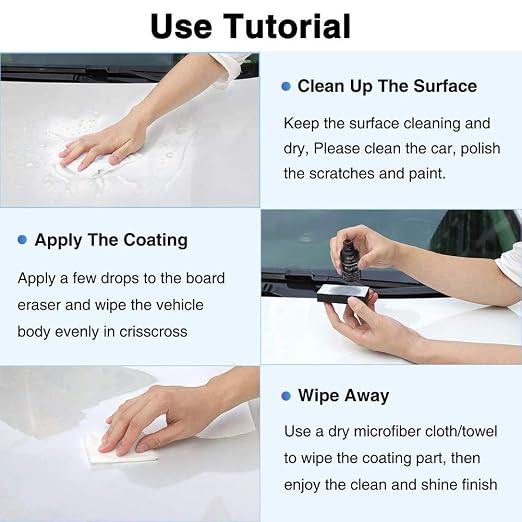High Gloss 12H 3D Diamond Hardness Nano Super Ceramic Automotive Coating car kit,Hocossy Anti-Scratch Super Hydrophobic Liquid Pro Premium Ceramic Car Coating Paint Sealant Protection-30ml