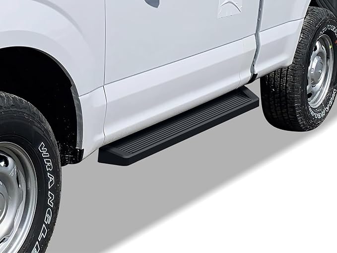 APS Black Running Boards Style Compatible with Ford F150 2015-2026 Regular Cab & F-250 F-350 Super Duty 2017-2026 (Nerf Bars Side Steps Side Bars)