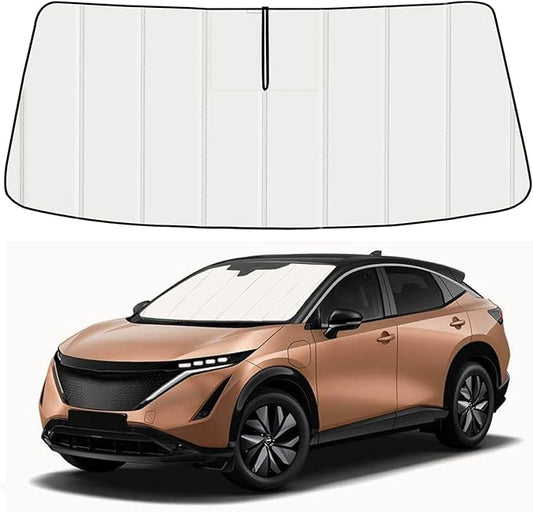 Windshield Sun Shade for Nissan Ariya EV 2023-2026, Front Window Visor Accessories, Folding Design Blocks Heat & UV Rays Maintain Cool Interior and Save Space